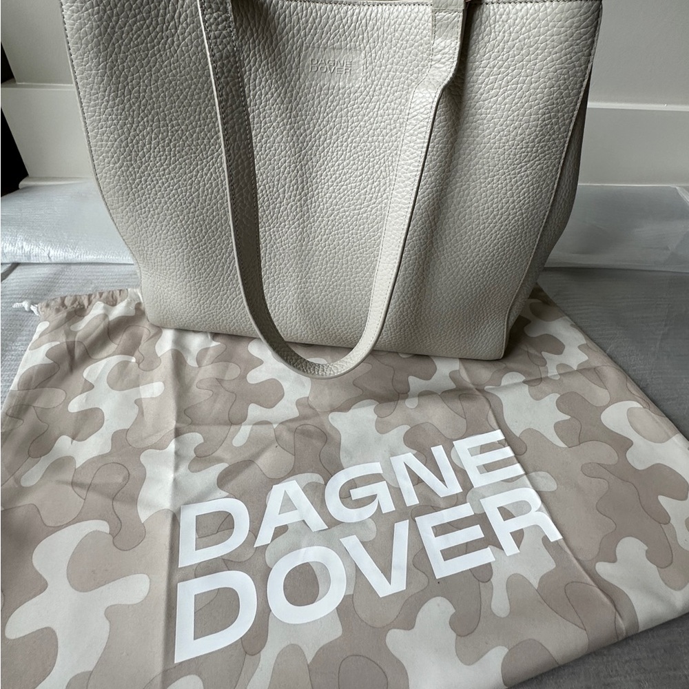 Dagne Dover Medium Allyn Leather Tote - Color: Bone (Cream)